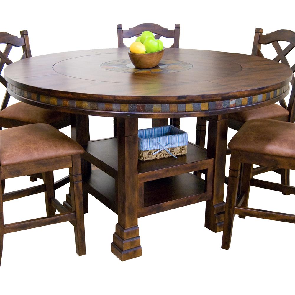 Sunny Designs Santa Fe Traditional Round Dining Table with Slate Tile